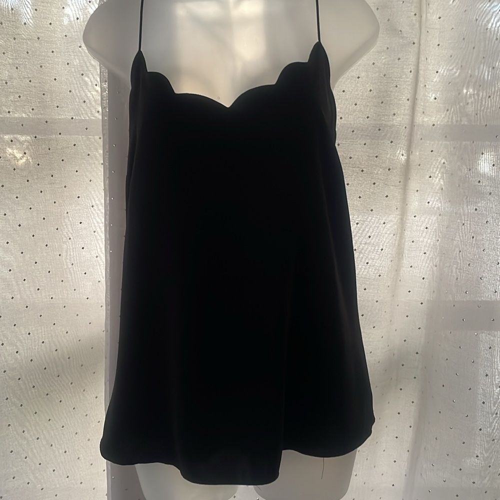 J. Crew Black Scallop-Edge Silk Cami Tank